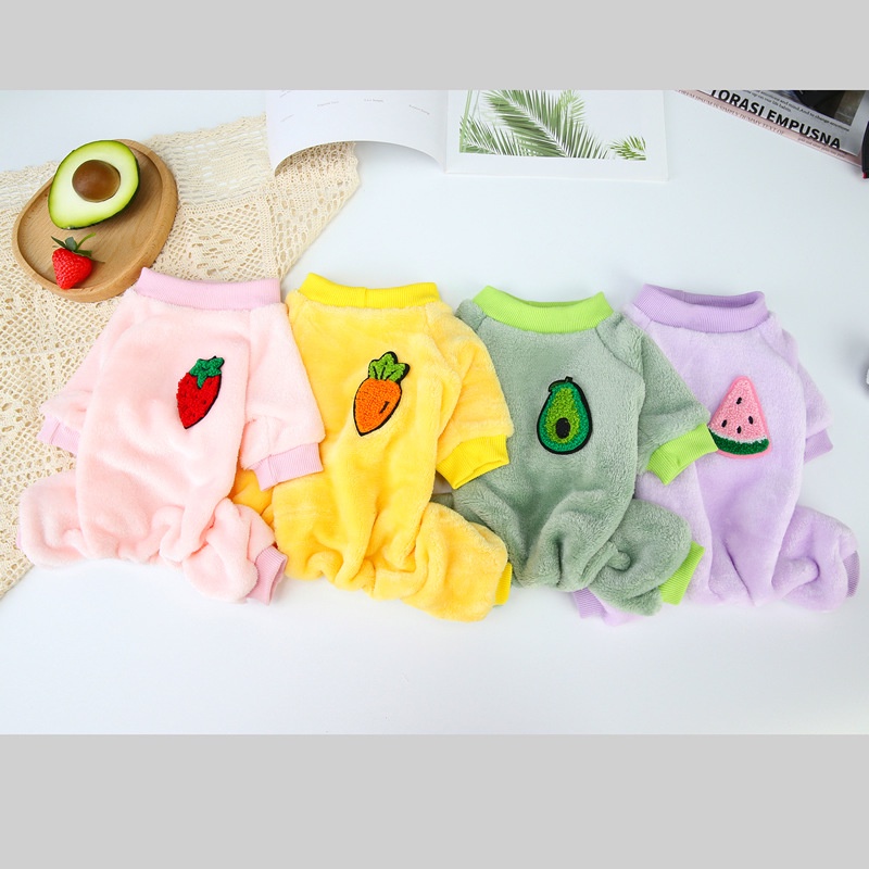 Áo Sweater Cotton Dày Dặn Thêu Họa Tiết Trái Cây Thời Trang Thu Đông Cho Thú Cưng