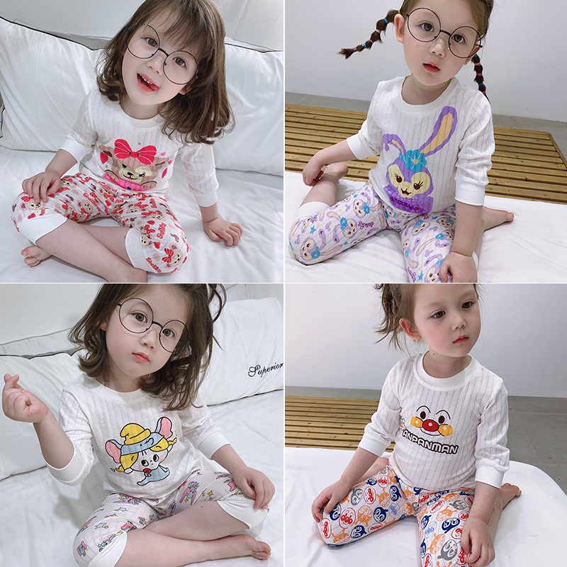 Bộ Đồ Mặc Nhà Vải Cotton Tay Lửng In Hoạt Hình Thời Trang Mùa Hè Cho Bé