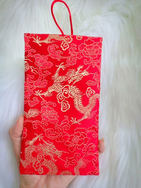 Loại 1 Bao lì xì tết - Bao Nạp Tài Mùa Cưới Vải Nhung Gấm Cao Cấp Họa Tiết Hình Rồng - Ngọc Bội
