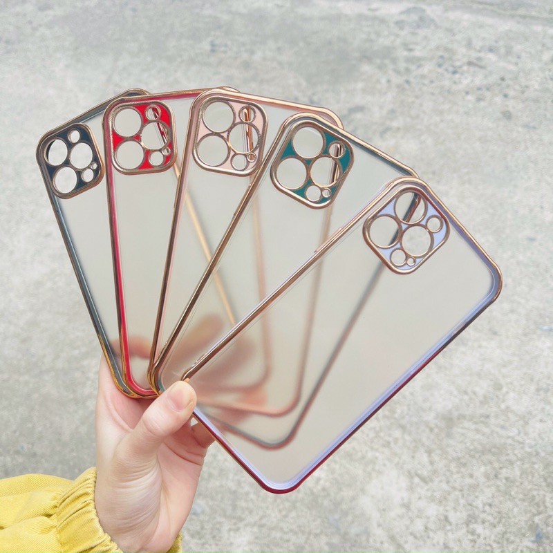 (CÓ IP 12) Ốp lưng dẻo trong viền màu 6d dành cho lphone 6 đến 12 promax