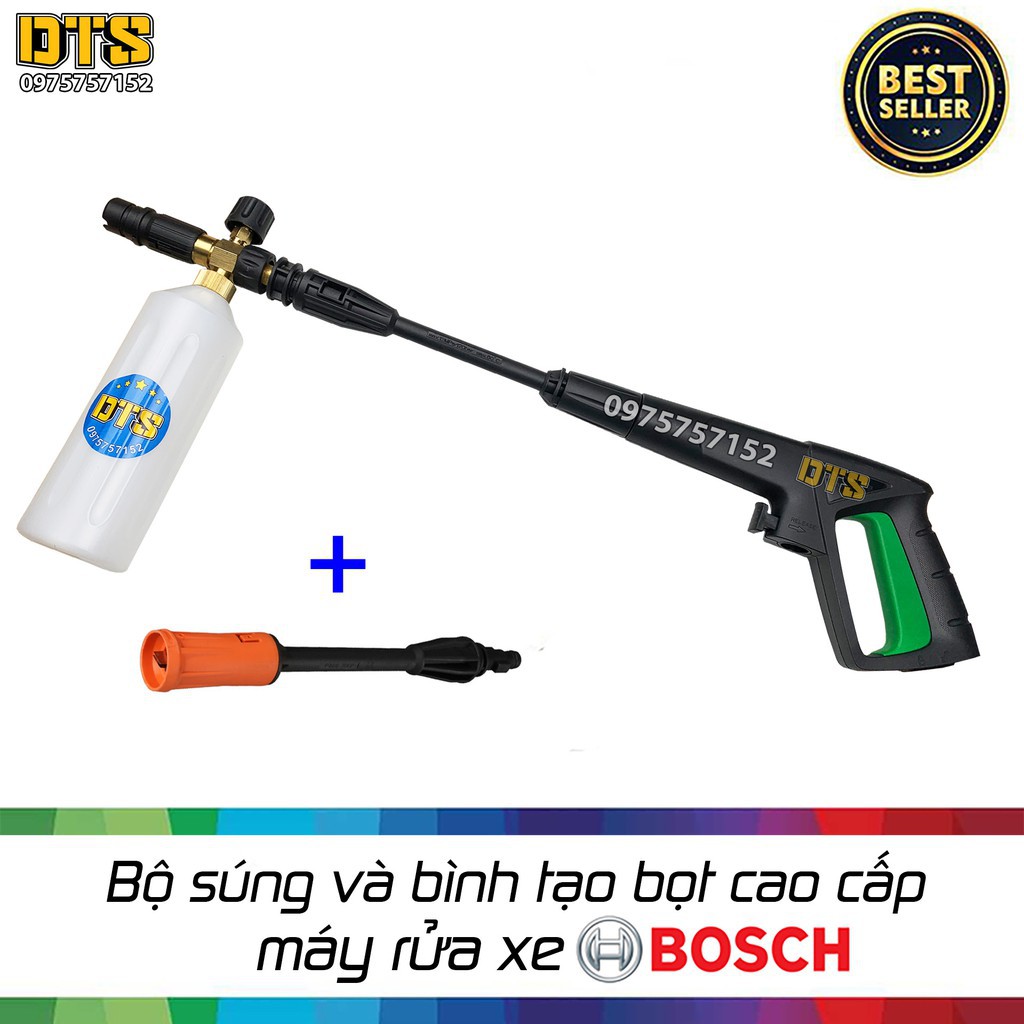 Bộ súng xịt rửa và bình tạo bọt tuyết cao cấp cho máy rửa xe áp lực cao Bosch AQT, Aquatak