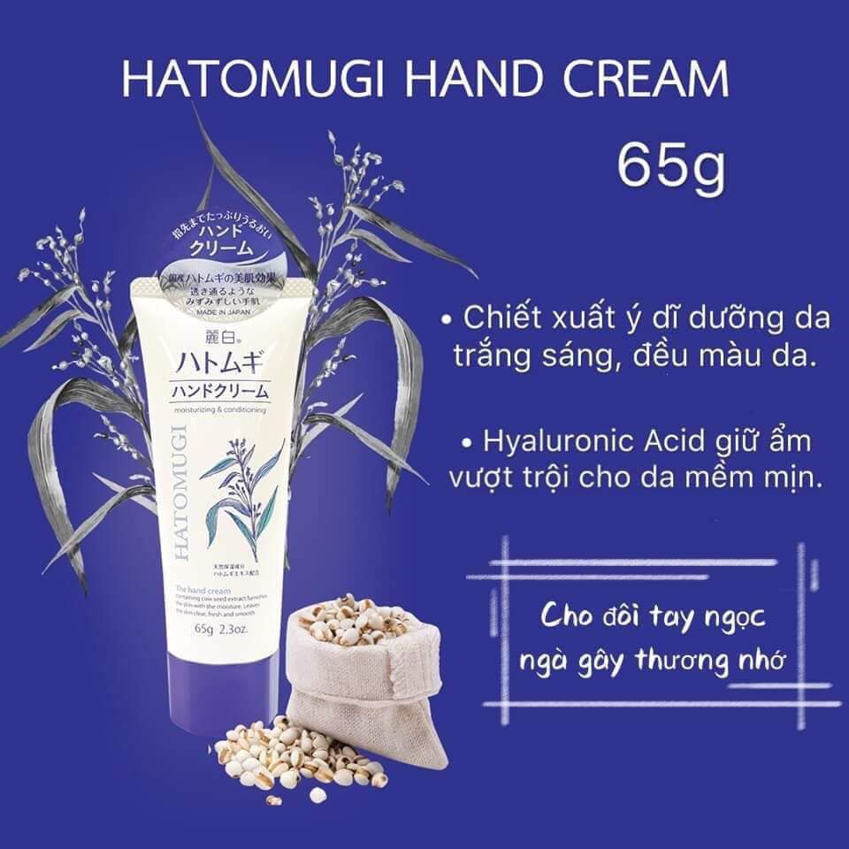 Kem Dưỡng Da Tay Hạt Ý Dĩ Reihaku Hatomugi Hand Cream 65g - Khongcoson