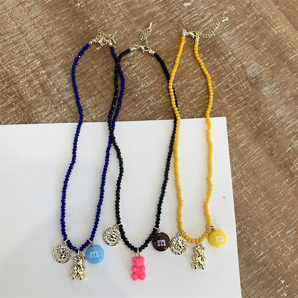 FORBETTER Vòng cổ Mặt Hình Mặt Cười Phong Cách Boho Hàn Quốc Đơn Giản Cho Nữ