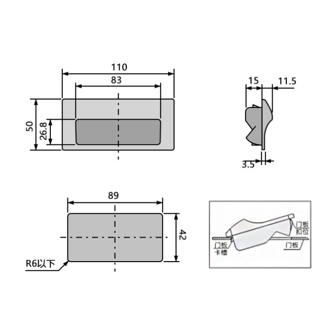 Tay nắm cửa tủ âm bằng nhựa màu đen