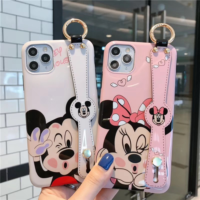 Ốp Điện Thoại Hình Mickey Minnie Có Dây Đeo Cho iPhone 14 13 12 Pro max i12 i13 i11 14pro