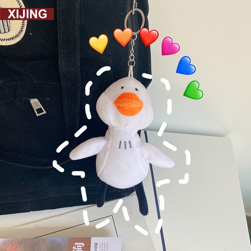 Móc khóa hình vịt nhồi bông màu trắng cỡ nhỏ dễ thương dùng làm quà tặng/ trang trí túi xách