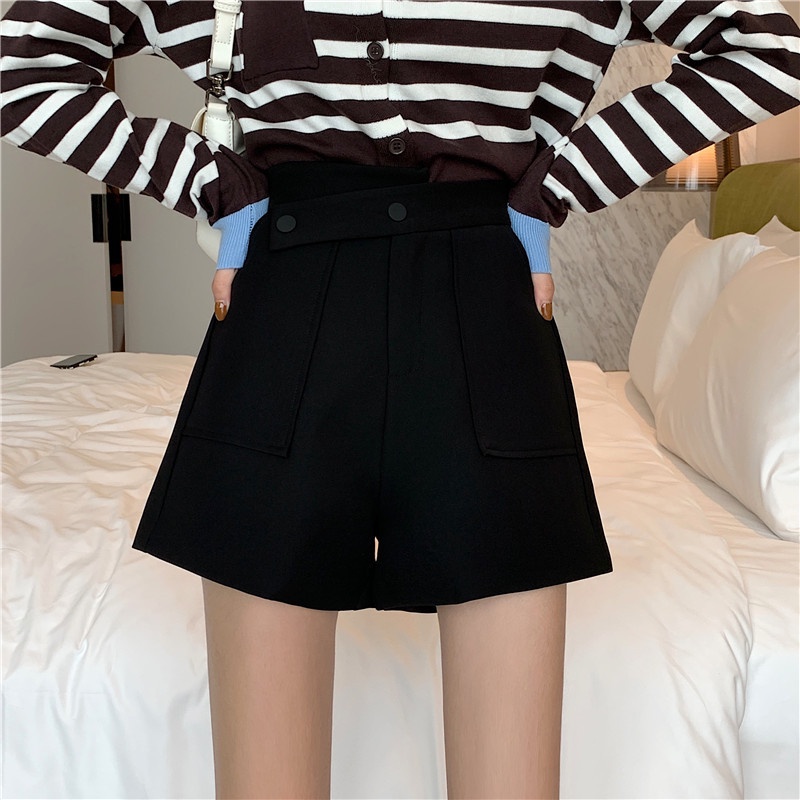 Quần short nữ ống rộng lưng cao CHAT quần sooc nữ cạp cao vải tuyết mưa Q86