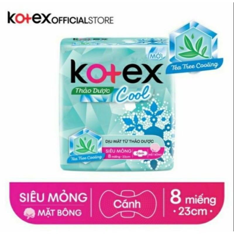 BĂNG VỆ SINH KOTEX THẢO DƯỢC COOL BỊCH 8 MIẾNG