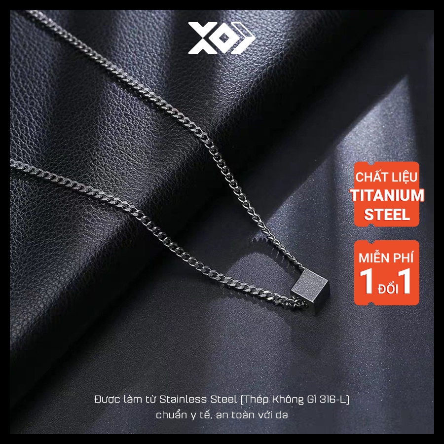 Dây Chuyền Square Chain Hình Khối Vuông Đặc Màu Bạc Đơn Giản - Mặt Vòng Cổ Hình Khối Thép Titan Không Gỉ