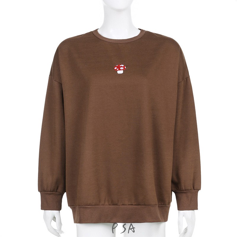 Áo sweater tay dài cổ tròn họa tiết nấm cổ điển dành cho nữ | BigBuy360 - bigbuy360.vn