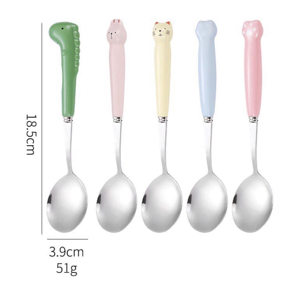 Thìa INOX 304 Cao Cấp Hình Thú Ngô Nghĩnh Cho Bé