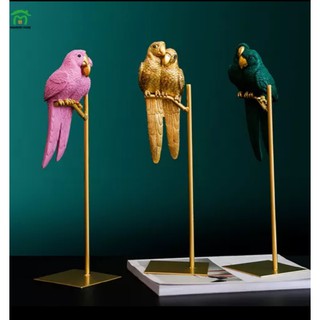 Mô hình chim vẹt nhiều màu, phụ kiện decor, trang trí