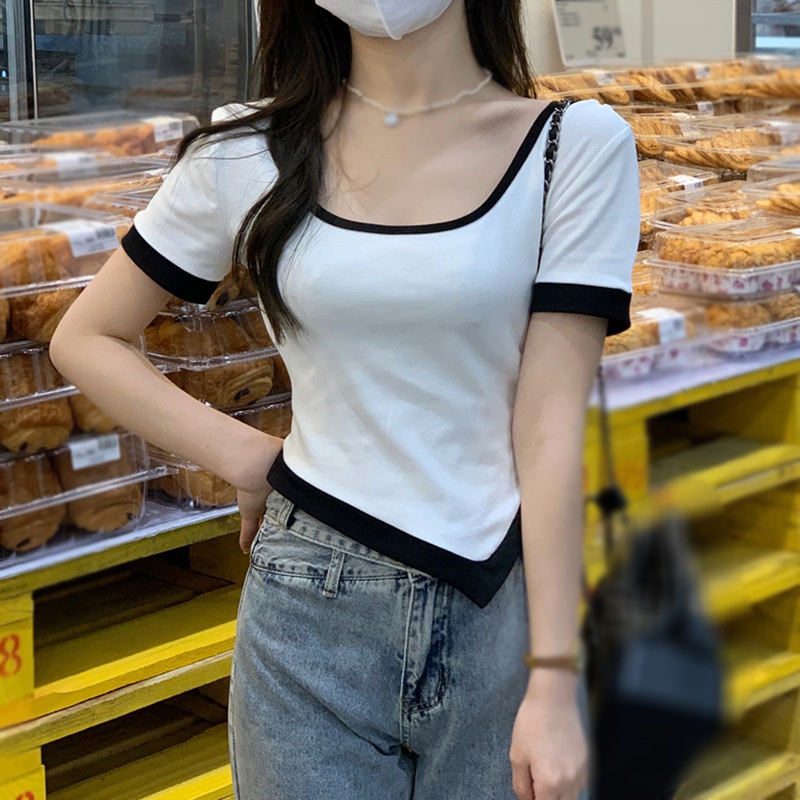 Áo Thun Tay Ngắn Cổ Tròn Nhiều Màu Sắc Phong Cách Hàn Quốc Dành Cho Nữ