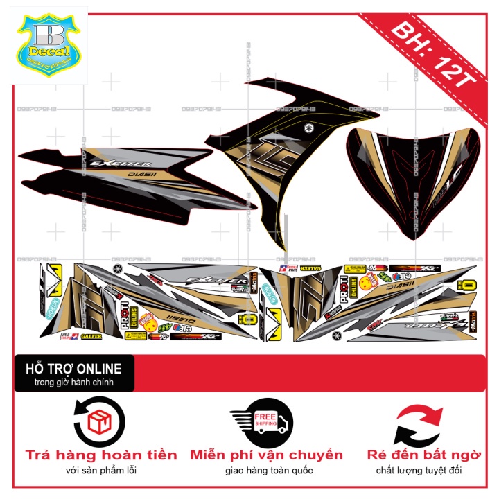 ( Quí khách vui lòng mang ra tiệm cho thợ dán ) EX 2011 LC VÀNG ĐỒNG [Bi Decal]