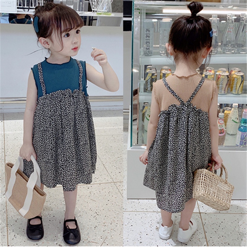Đầm Công Chúa Giả Hai Mảnh Họa Tiết Hoa Mùa Hè Phong Cách Mới Cho Bé Gái 3-8 Tuổi OPYR 21 Tuổi