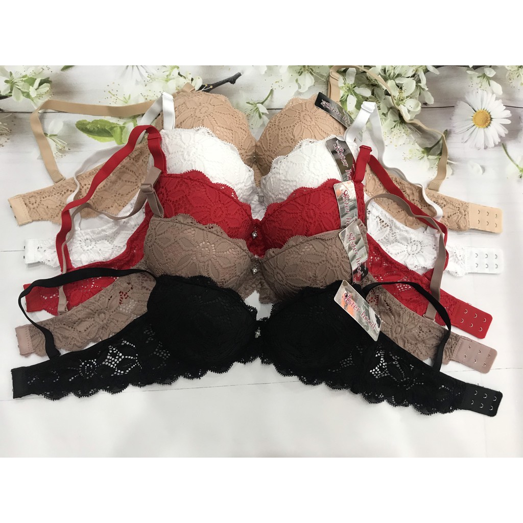 Áo ngực nữ nâng đẩy 4cm, áo lót mút mềm, nội y có gọng Thái Lan ren Sisterhood 2055, Leblur