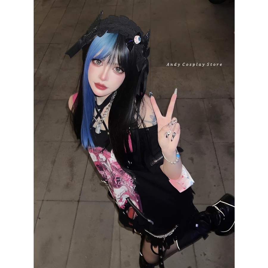 [CÓ SẴN] Wig teen/ tóc giả đen xanh miku Mignon Alice Garden