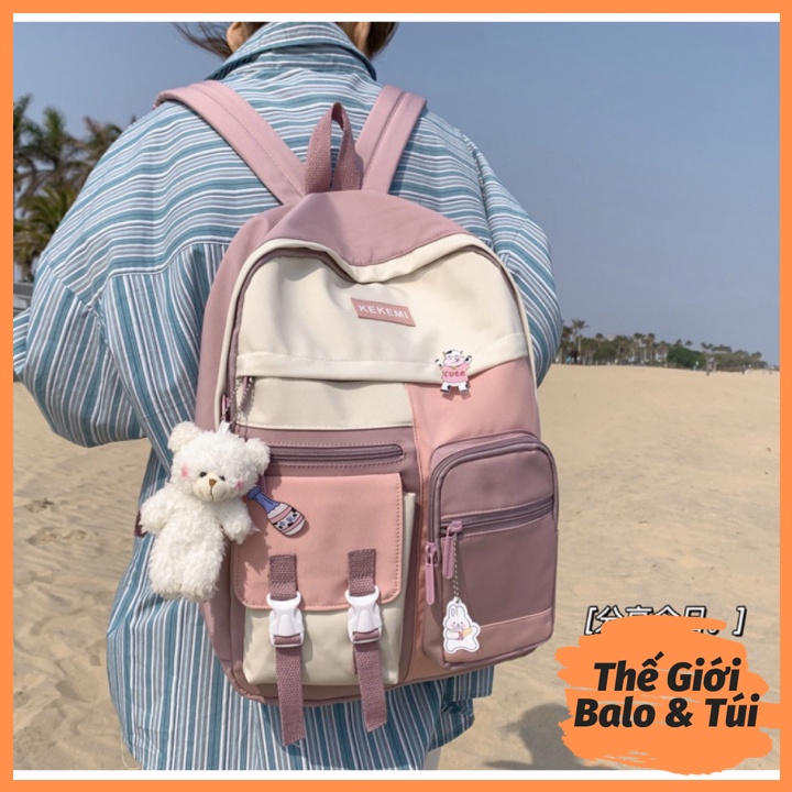 Balo cặp ulzzang basic nữ thời trang đi học đi chơi du lịch giá rẻ đựng vừa laptop canvas PHỐI MÀU | thegioibalo