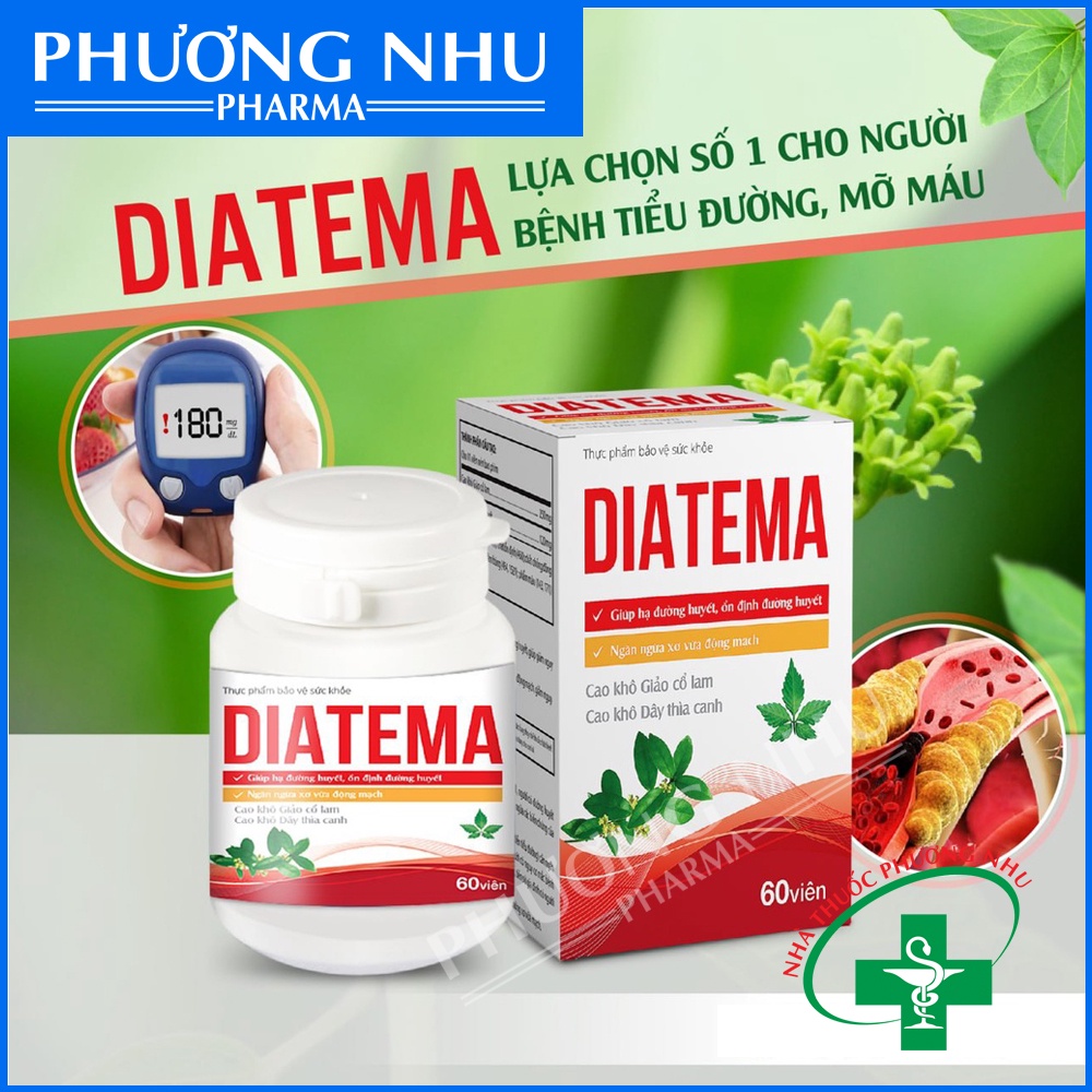 DIATEMA Tuệ Linh - Hộp 60 viên - Ổn Định Đường Huyết, Giảm Mỡ Máu, Cao Huyết Áp