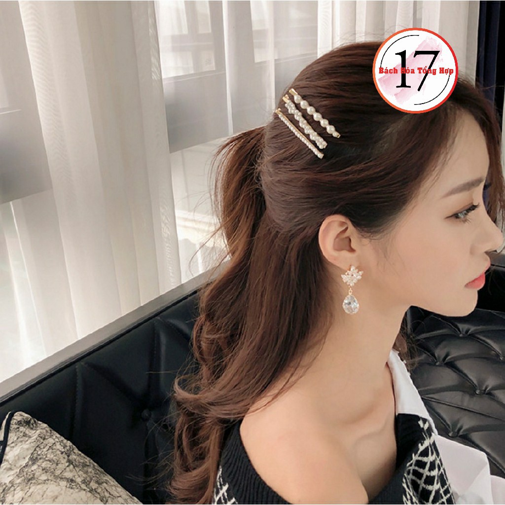Kẹp tóc giả ngọc trai đẹp nữ tính, phụ kiện tóc cho các bạn nữ