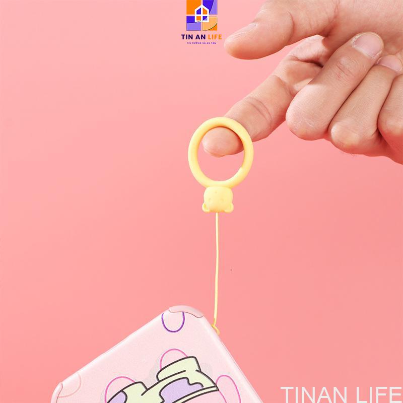 Dây Đeo Điện Thoại Silicone, Hình Gấu, Dạng Vòng Nhẫn
