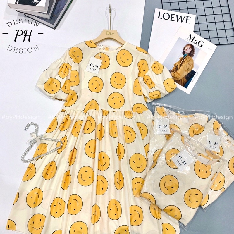 Váy Họa Tiết Mặt Cười From Rộng Bánh Bèo Bầu Bí Bon Chen Chất Thô Mát Dáng Suông Dễ Mặc Giá Bán Tương Tác | BigBuy360 - bigbuy360.vn