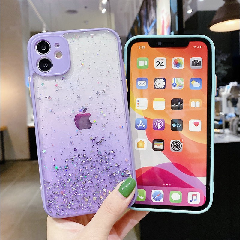 Ốp lưng Samsung A12 A02S M11 A11 A71 A51 A31 A50 A50S A30 A30S A20 Colorful Glitter Gold leaf Skin feel Soft Case