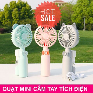 Quạt Mini Cầm Tay 7 Cánh Cực Mát Tích Điện 8 Tiếng Phun Sương