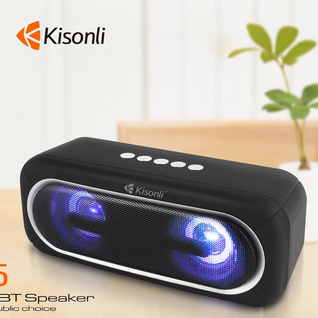 Loa bluetooth Kisonli S5 kiểu dáng soundbar đèn led cực đẹp, hỗ trợ kết nối 2 loa cùng lúc