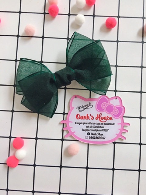 Kẹp nơ voan nhũ 2 tầng không đuôi