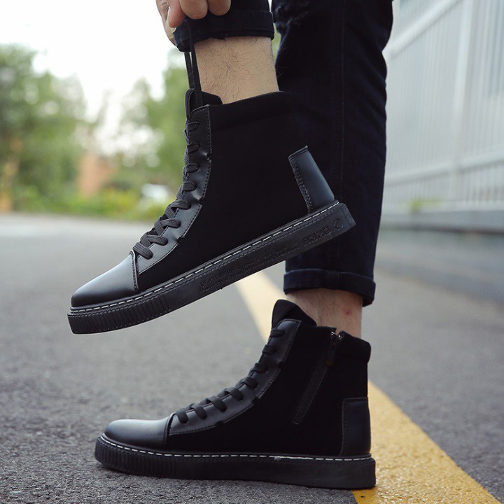 Giày cao cổ nam đen phong cách độc đáo kèm ảnh thật | BigBuy360 - bigbuy360.vn