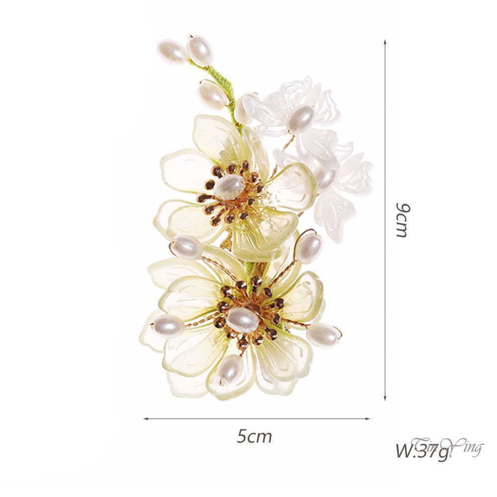 GETNOIVAS Set 2 kẹp tóc nữ hình hoa màu sắc thanh lịch phong cách Trung Quốc