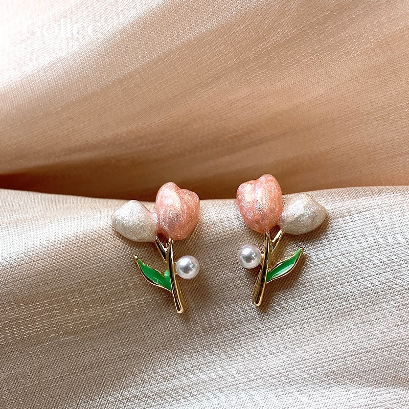 Bông Tai Mạ Bạc 925 Hình Hoa Tulip Phong Cách Hàn Quốc Thời Trang Mùa Hè Cho Nữ