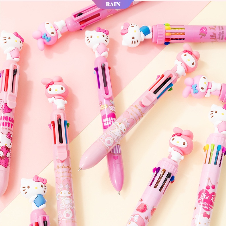SANRIO 1 Bút Bi 8 Màu Họa Tiết Hoạt Hình Hello Kitty Xinh Xắn 0.7mm