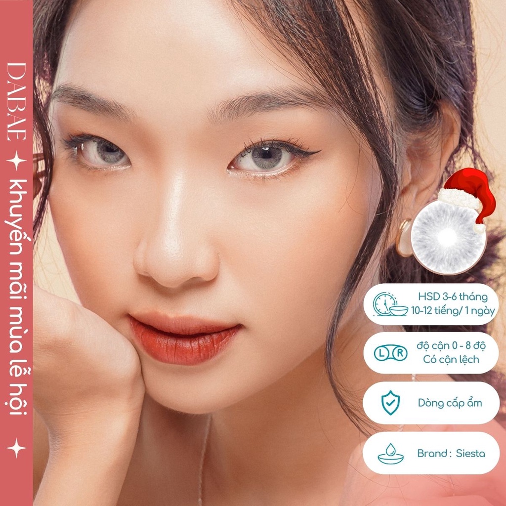 hãng Siesta IRIS GRAY kính áp tròng  Hàn Quốc lens xám tự nhiên không viền chất liệu PC Hydrogel cao cấp có độ cận