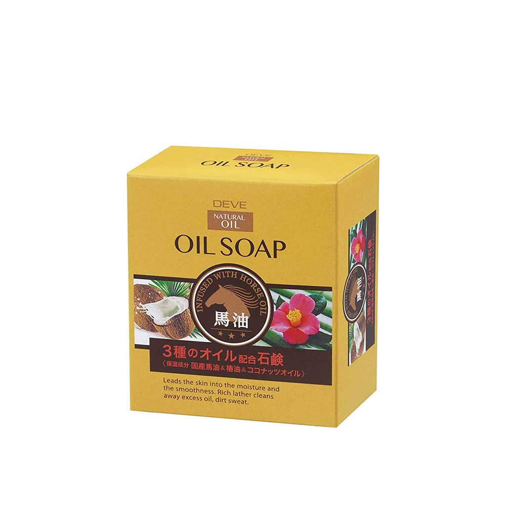 Xà phòng tắm, xà bông tắm chiết xuất từ dầu dừa, dầu hoa trà và dầu ngựa Kumano Deve Oil Soap 100g