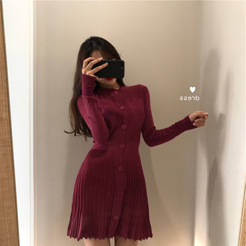 Women's long sleeve dress new style Platycodon grandiflorum small fragrance waist with skirt