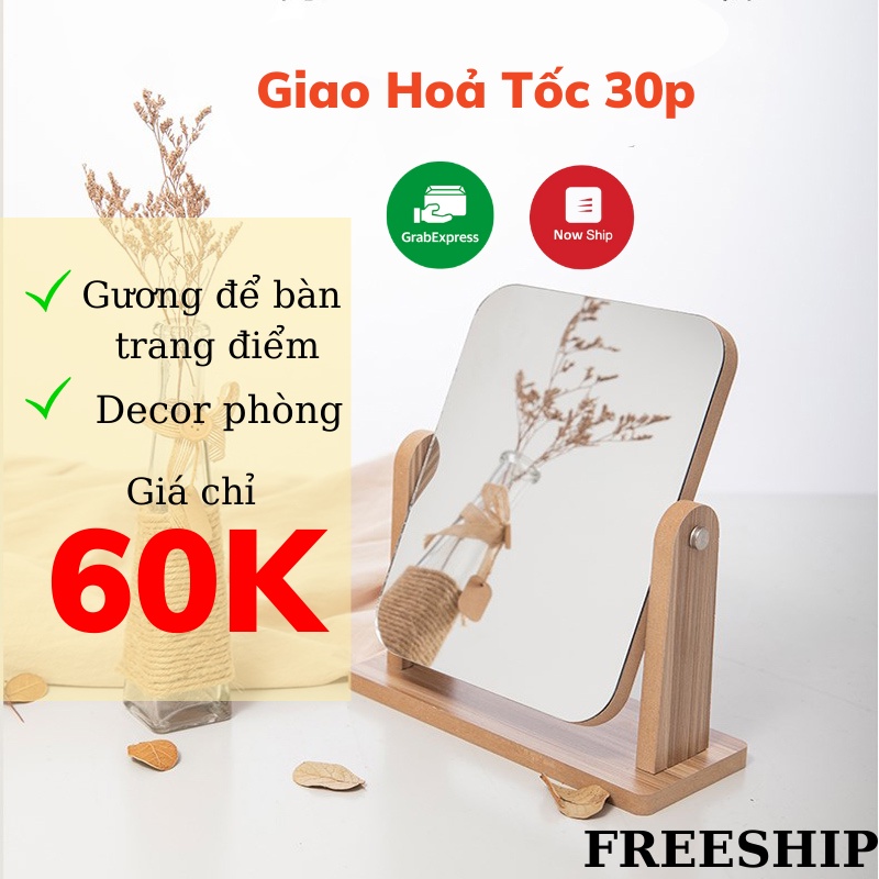 Gương Trang Điểm, Gương Gỗ Để Bàn Phong Cách Hàn Quốc