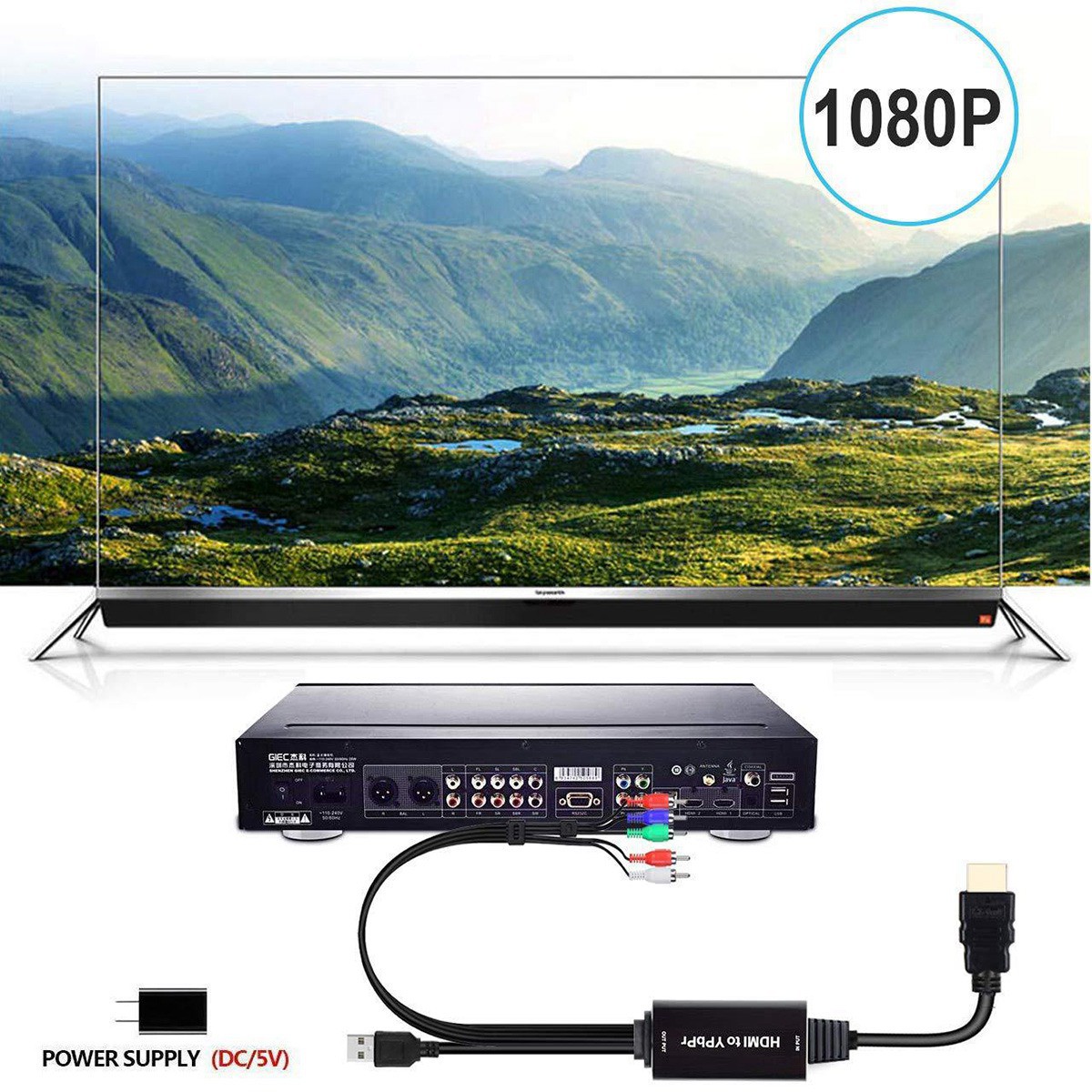 Bộ Chuyển Đổi Hdmi Sang Ypbpr 5rca Rgb Hỗ Trợ 1080p - Hdmi 1.8m