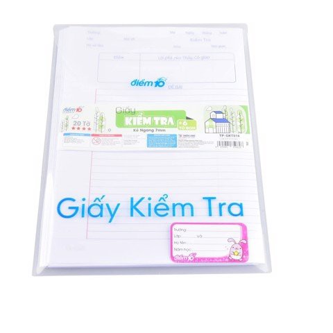 [MUA 4 TẶNG 1] Giấy kiểm tra TL TP-GKT014 kẻ ngang - Túi 20 tờ đôi, 6 tờ đơn