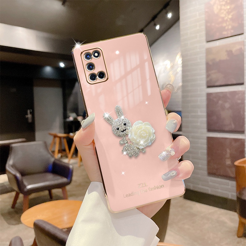 Ốp Điện Thoại Cạnh Vuông Mềm Họa Tiết Thỏ Sang Trọng Cho Realme 7 GT Neo2 Master Edition 7i C17 Narzo 50A 50i 30A 20