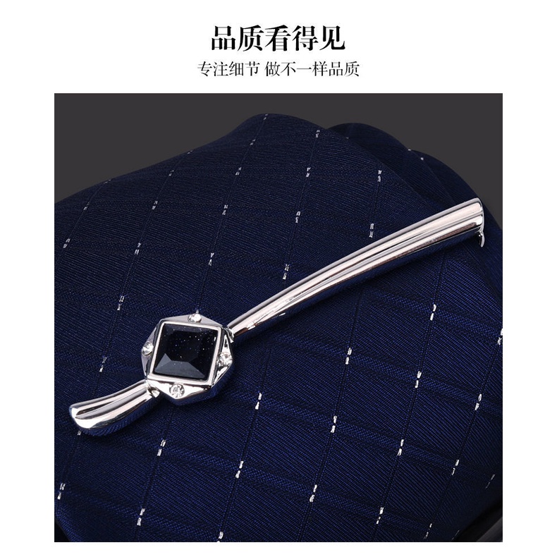 Kẹp Cà Vạt/Cà Vạt Đính Đá Màu Bạc Phong Cách Hàn Quốc Đơn Giản Thời Trang Cho Nam Và Nữ