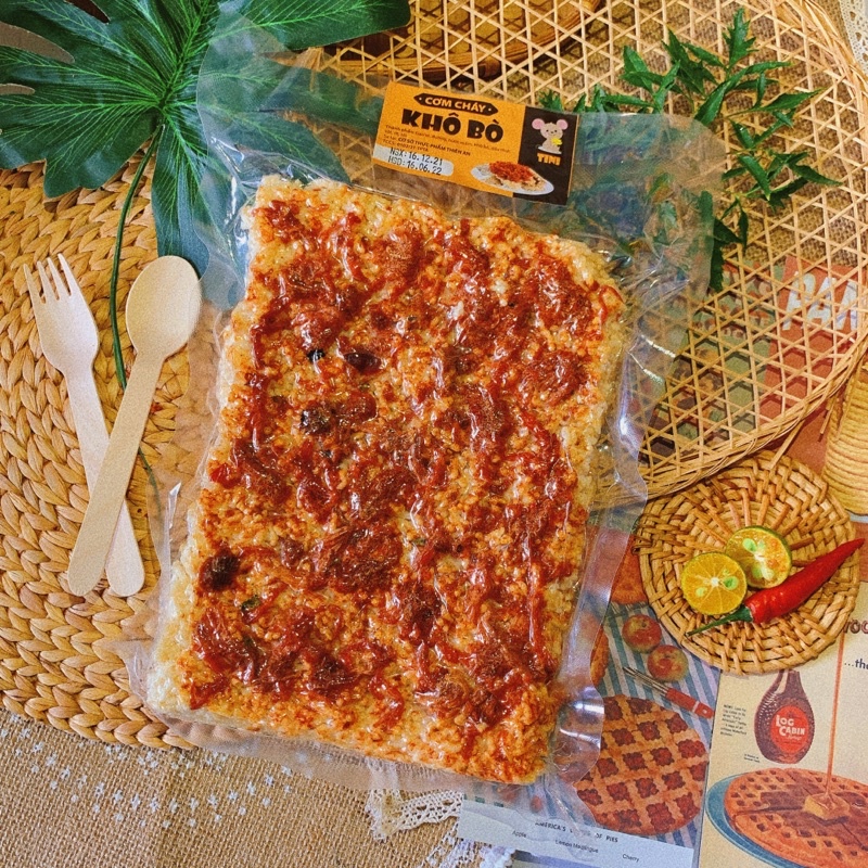 CƠM CHÁY MIX KHÔ BÒ THƯỢNG HẠNG-GÓI HÚT CHÂN KHÔNG 250GR- SIÊU RẺ