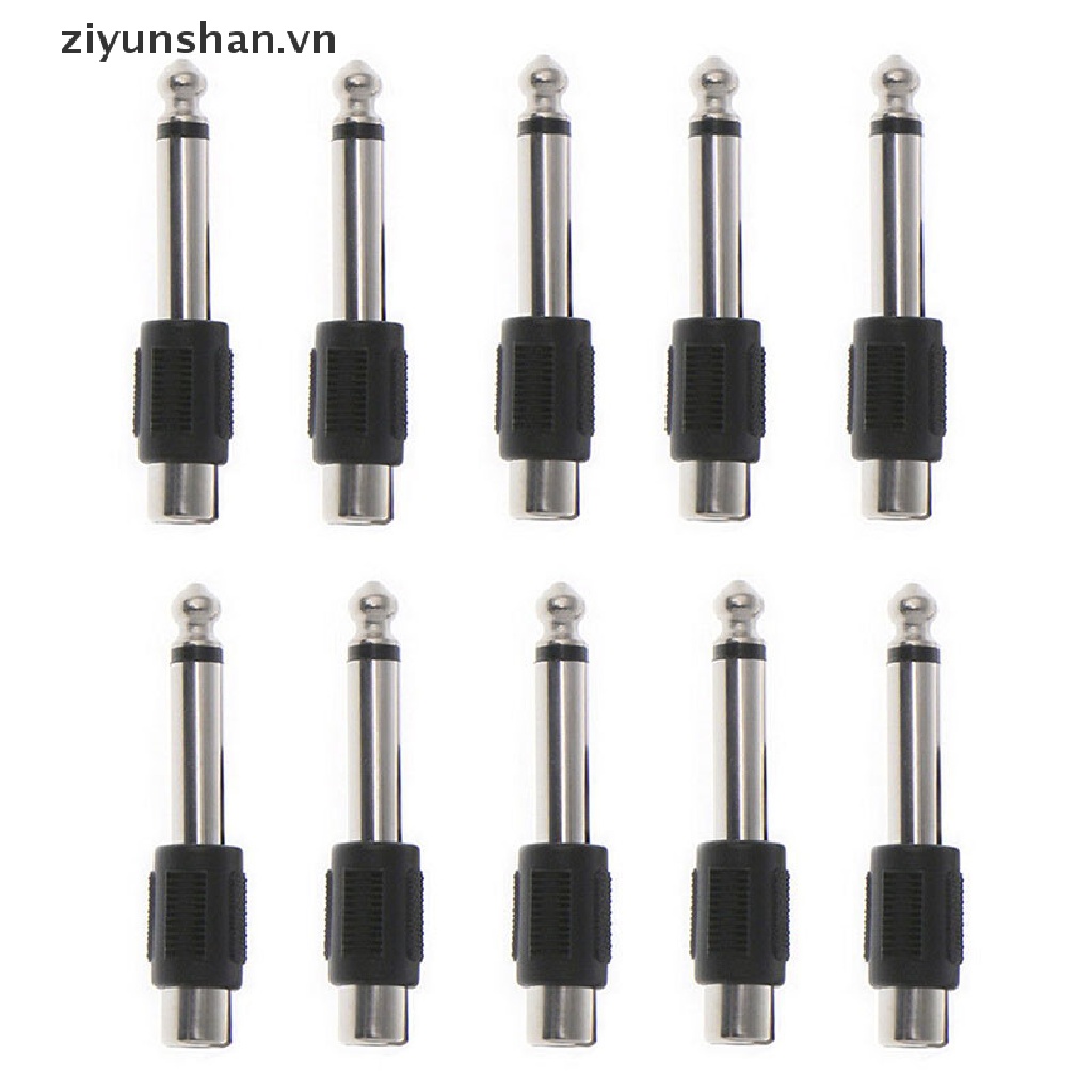 Set 10 Đầu Nối Âm Thanh RCA Female Sang 6.35mm 1 / 4 &quot;Male Mono