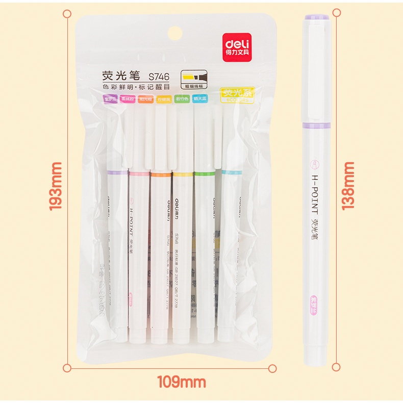 Bộ 6 Bút Dạ Quang 6 Màu Sắc Tùy Chọn