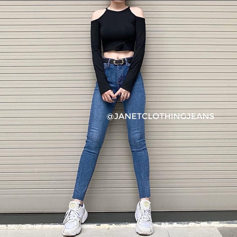 Quần jeans ôm co giãn cắt gấu 8232