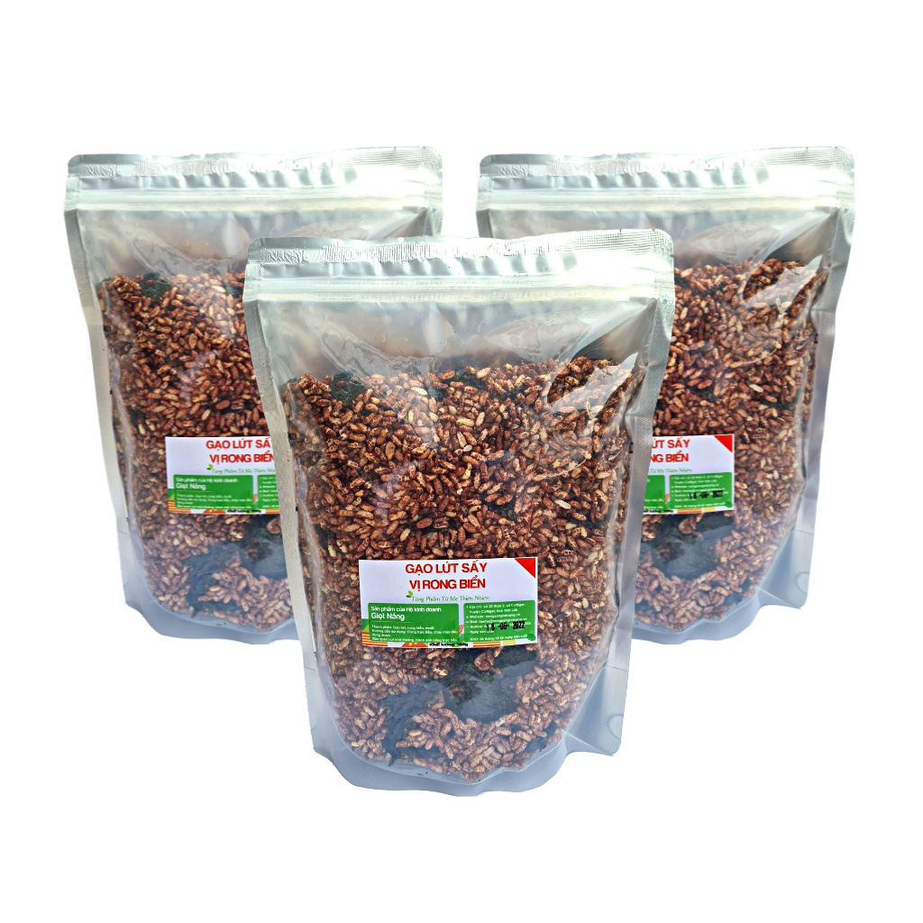 Gạo lứt sấy rong biển giòn ăn liền không gia vị nhiều dinh dưỡng tốt cho sức khỏe túi 500g từ Nông Sản Giọt Nắng Hà Nội