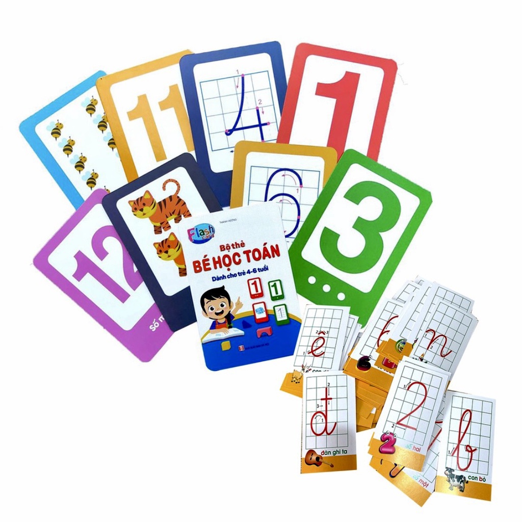 Bộ Thẻ Flashcard Bé Học Toán - Tư Duy Toán Học Cho Bé Từ 4 Đến 6 Tuổi Học Số Và Phép Tính (42 Thẻ)