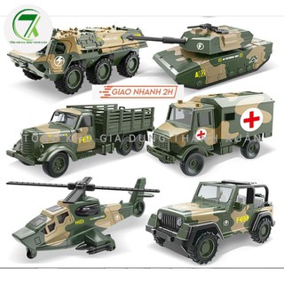 Bộ sưu tập 6 xe quân sự đồ chơi cho bé gồm xe tăng, máy bay, xe bọc thép, xe chỉ huy, xe cứu thương, xe tải