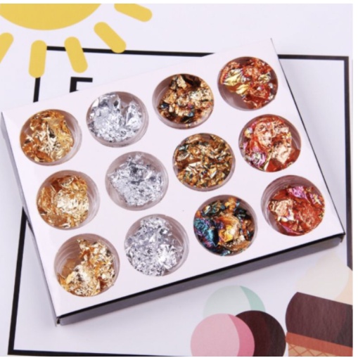 Giấy Nhũn Vàng Bạc Set 12 Ô